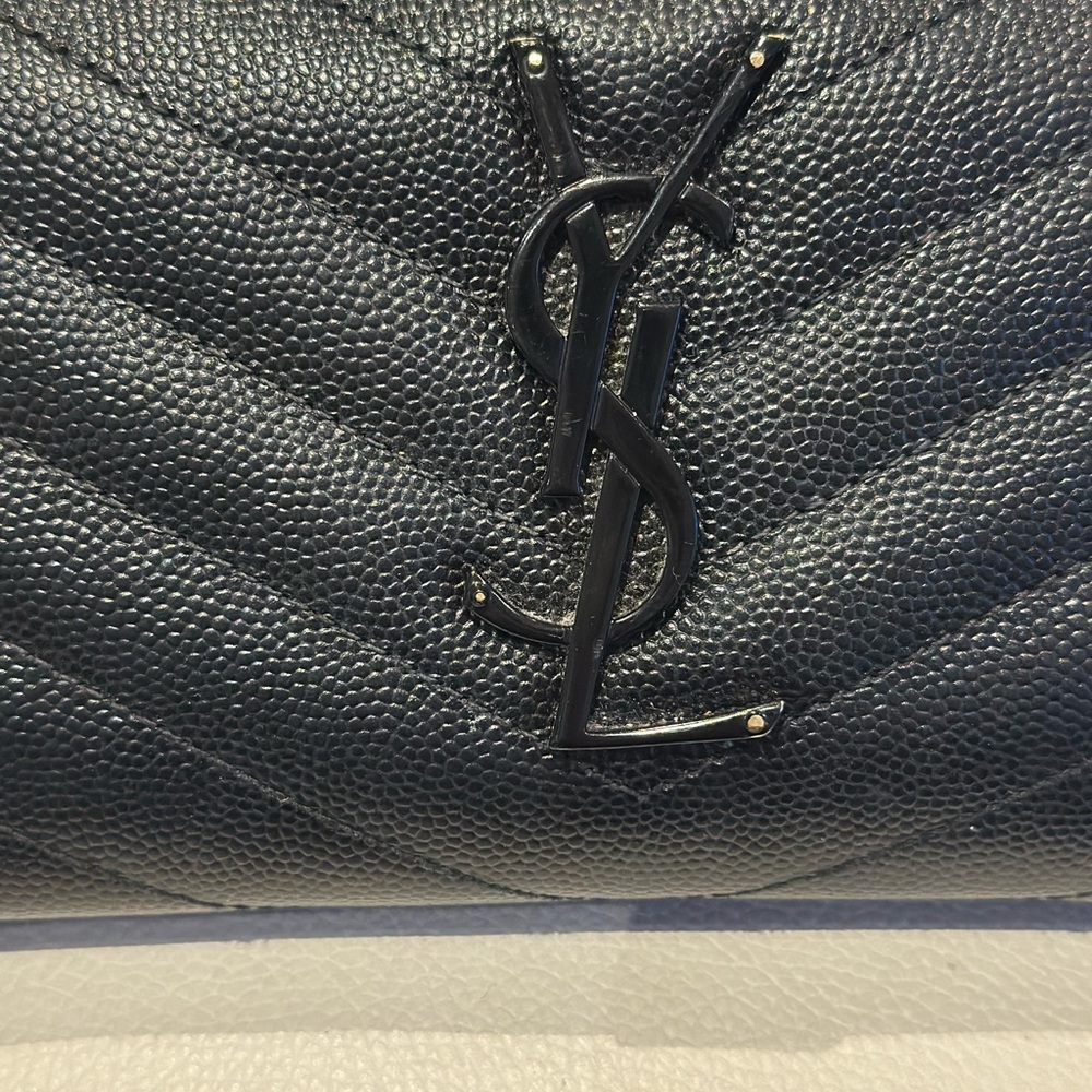 YSL Cassandre Matelassé Continental Wallet Noir